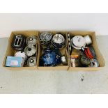 3 BOXES CONTAINING GOOD QUALITY KITCHEN WARE TO INCLUDE PRIMA SAUCEPAN SET,