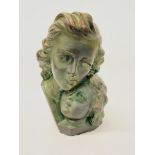 ART DECO STYLE PLASTER BUST MOTHER AND CHILD BEARING SIGNATURE R.