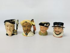 4 X ROYAL DOULTON CHARACTER JUGS TO INCLUDE MONTY D 6202,