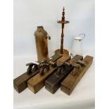 4 X VINTAGE WOODEN PLANES (SOME NAMED) SMOKERS STAND,