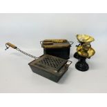 VINTAGE CHESTNUT ROASTER, ALONG WITH A VINTAGE FRENCH BRAZIER,
