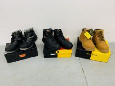3 PAIRS OF WORK BOOTS SIZE 8 AS NEW