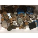 TIN MIXED COINS AND FEW BANKNOTES (GENERAL)