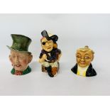 3 X CHARACTER JUGS TO INCLUDE BESWICK TITLE DEEDS,