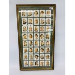 A FRAMED DISPLAY OF FAMOUS BRITISH AUTHORS BY WILLS