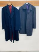 KINGSTON GENT'S ¾ LENGTH WOOL AND CASHMERE NAVY BLUE COAT ALONG WITH A GREENWOODS GENTS GREY