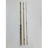 VINTAGE 3 PIECE SPLIT CANE MORDEX IDEAL FISHING ROD WITH CANVAS SLEEVE 340CM.