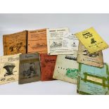 A BOX CONTAINING AN EXTENSIVE COLLECTION OF 100+ VINTAGE AGRICULTURAL MACHINERY HAND BOOKS AND