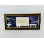 CONDUCTOR STICK IN FRAMED DISPLAY ALONG WIT A HAND WRITTEN LETTER AFTER A PERFORMANCE AT THE ROYAL