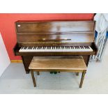 A MODERN WEBER OVERSTRUNG UPRIGHT IRON FRAME PIANO. W 138CM. D 49CM.