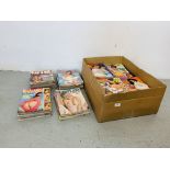 TWO LARGE BOXES CONTAINING A VARIED COLLECTION OF ADULT EROTIC MAGAZINES TO INCLUDE 40 PLUS, ESCORT,