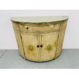 CONTINENTAL STYLE DEMI LUNE SINGLE DRAWER CUPBOARD WITH PAINTED FINISH