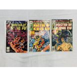 3 MARVEL COMICS MASTER OF KING FU, NOS. 56, 74, 101 (1977-1981) BRITISH PENCE VARIANTS.