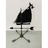 FOUNDRY MADE SAILING RELATED WEATHER VANE - H 98 CM.