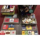 BOX WITH CIGARETTE AND CIGAR PACKETS AND FRONTS IN TWO ALBUMS AND LOOSE