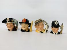 4 X ROYAL DOULTON CHARACTER JUGS TO INCLUDE THE FIREMAN D 6697,