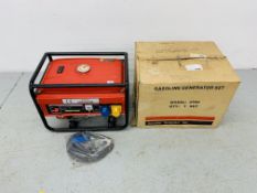 A PETROL GENERATOR MODEL EC2500 CX RATED OUTPUT 2KW WITH CABLES - SOLD AS SEEN