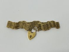 9CT GOLD BRACELET WITH PADLOCK (SAFETY CHAIN A/F)