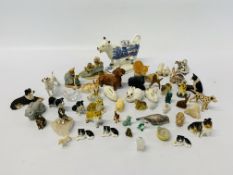 COLLECTION OF CABINET ORNAMENTS TO INCLUDE BESWICK SAUSAGE DOG AND DALMATION,
