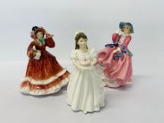 3 X ROYAL DOULTON FIGURINES TO INCLUDE BIRTHDAY GIRL HN 3423, CHRISTMAS TIME HN 2110,