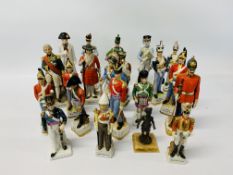 COLLECTION OF 20 PORCELAIN MILITARY COLLECTORS FIGURES + ONE OTHER (2 A/F)
