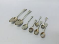 8 X VINTAGE SILVER SPOONS OF VARIOUS SIZES