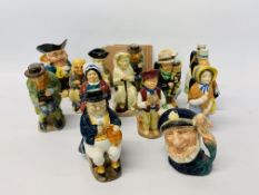 COLLECTION OF 11 "THE CHARLES DICKENS TOBY JUGS" FRANKLIN PORCELAIN ALONG WITH CERTIFICATES,