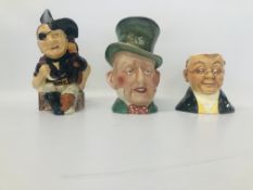 3 X CHARACTER JUGS TO INCLUDE BESWICK TITLE DEEDS,