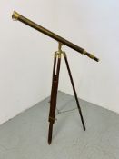 VINTAGE STYLE BRASS TELESCOPE ON TRIPOD BASE