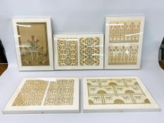 A SET OF 5 FRAMED AND MOUNTED PRINTS FROM THE PRACTICAL DECORATOR AND ORNAMENTATLIST BY G.A. AND M.
