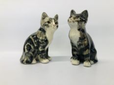 2 X WINSTANLEY HAND MADE CATS BEARING SIGNATURE TO BASE