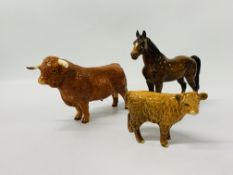 HORSE ORNAMENT, HIGHLAND COW (A/F),