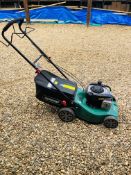 A QUALCAST 41CM SELF PROPELLED PETROL DRIVEN ROTARY LAWN MOWER WITH COLLECTOR & INSTRUCTIONS