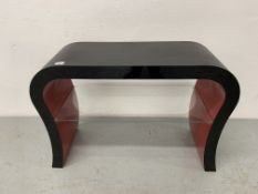 DESIGNER RETRO STYLE BLACK FINISH TABLE WITH CLEAR GLASS SHELF