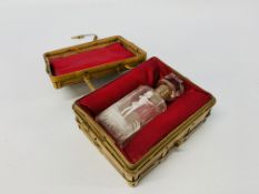 VINTAGE MARY GREGORY STYLE PERFUME BOTTLE IN FITTED BASKET WORK BOX