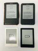 4 X AMAZON KINDLES INCLUDING KEYBOARD - SOLD AS SEEN
