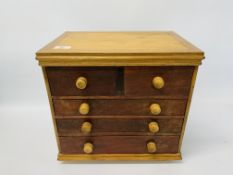 HARDWOOD MINIATURE HAND MADE 2 OVER 3 CHEST OF DRAWERS