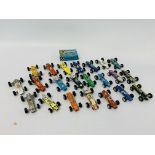 COLLECTION OF DIE-CAST MODEL RACING CARS TO INCLUDE "PENNY" WHITE HONDA V23 F1, GREEN EAGLE F1,