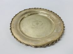 AN EGYPTIAN SILVER PRESENTATION SALVER INSCRIBED FROM SHEPHEARDS HOTEL TO WG. CDR & MRS. A. W.