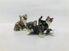 3 X WINSTANLEY HAND MADE CATS BEARING SIGNATURE TO BASE