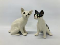 2 X WINSTANLEY HAND MADE CATS BEARING SIGNATURE TO BASE