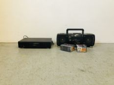 SHARP STEREO RADIO CASETTE RECORDER WQ-T238 + 17 MAXELL UR CASSETTES, DENON PCM AUDIO TECHNOLOGY,