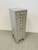 A STEEL TWELVE DRAWER COLLECTORS/FILING CHEST W 29CM, D 39CM,