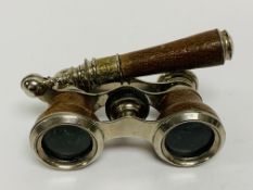 OPERA GLASSES, NICKEL AND LEATHER, TWO D