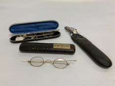 TWO PAIRS SPECTACLES IN CASES C.1900 ONE