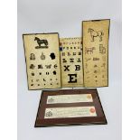 TWO CHILDRENS TESTING CARDS, TWO FRAMED