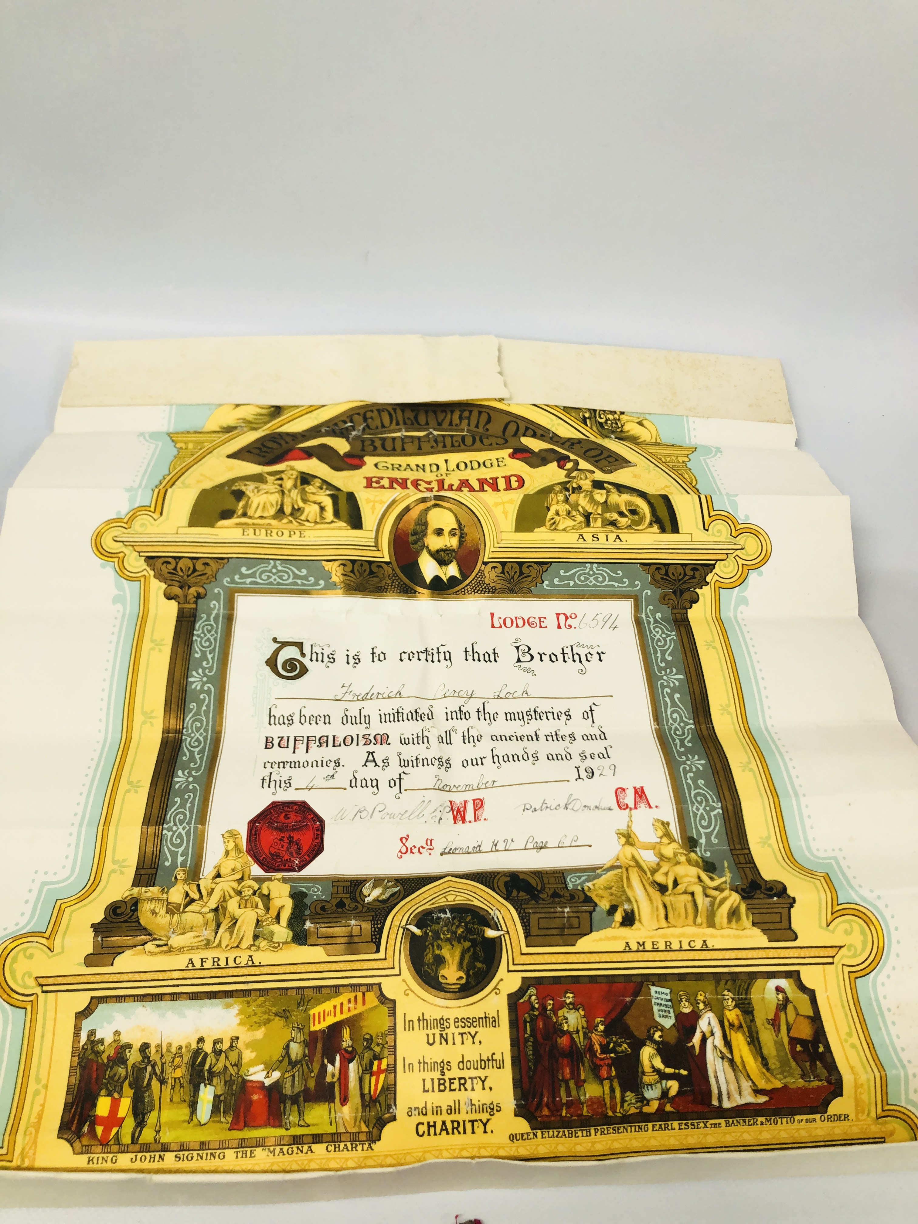 A COLLECTION OF ROYAL ANTEDILUVIAN ORDER OF BUFFALOES REGALIA, MANUALS ETC. - Image 2 of 6