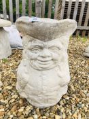 A LARGE STONEWORK GARDEN "TOBY JUG" PLANTER HEIGHT 43CM