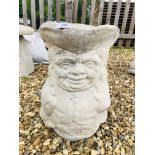 A LARGE STONEWORK GARDEN "TOBY JUG" PLANTER HEIGHT 43CM