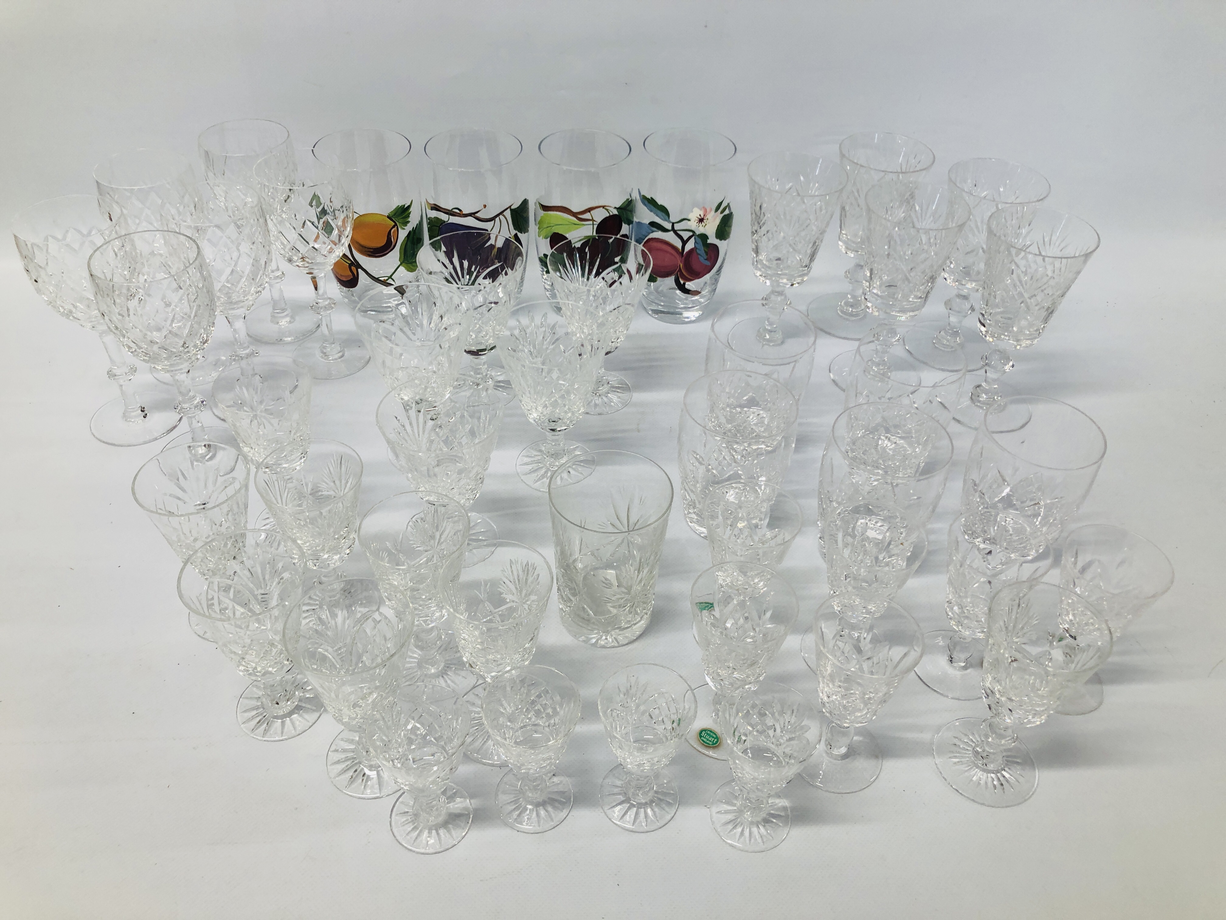 COLLECTION OF GOOD QUALITY CUT GLASS CRYSTAL DRINKING VESSELS ALONG WITH A SET OF 4 HAND PAINTED - Image 3 of 11